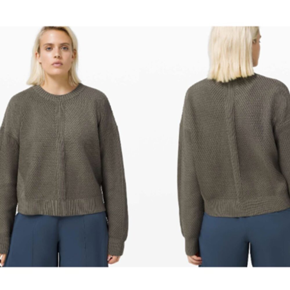 Lululemon New Heights Sweater Knitted Relaxed Fit Long Sleeved-(Green) Grey Sage